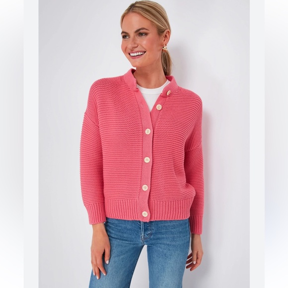 Tuckernuck Sweaters - Tuckernuck Alex Mill Nico Chunky Cardigan in Rouge Pink Size Large